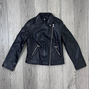 Target Girl Size M Moto Black Faux Leather Full Zip Jacket Art & Class Punk Rock